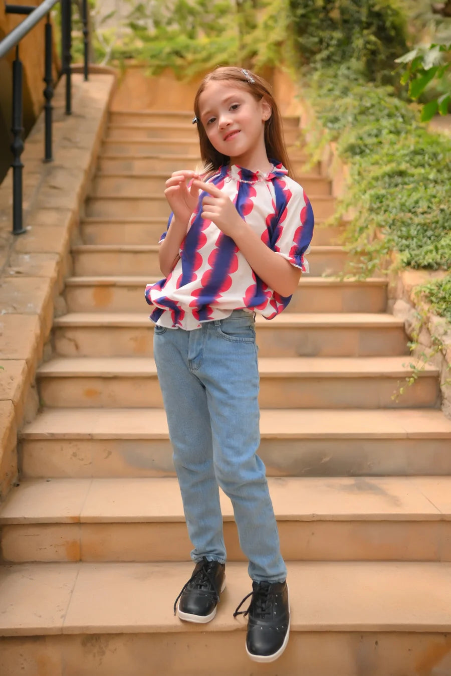 Purple White Elasticated Sleeve Shirt