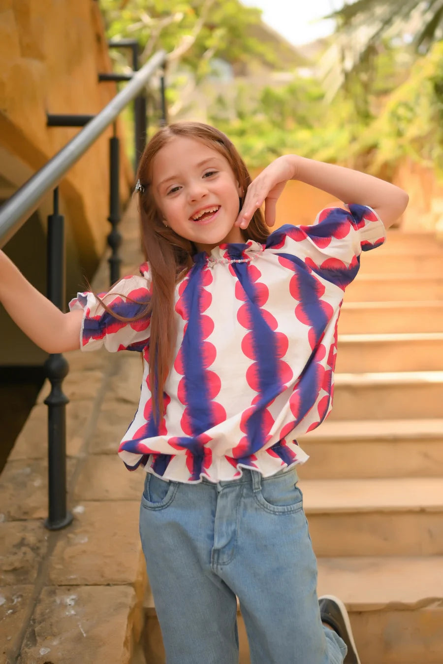 Purple White Elasticated Sleeve Shirt